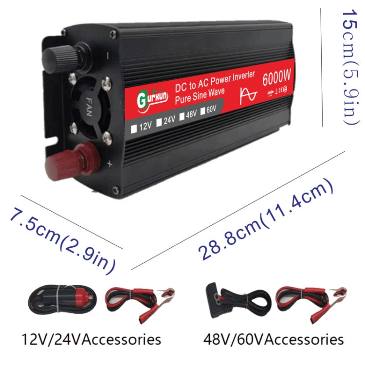 Gurxun 6000W High Power Sine Wave Inverter With Single Digital Display, Specification: 60V-220V - Pure Sine Wave by Gurxun | Online Shopping UK | buy2fix