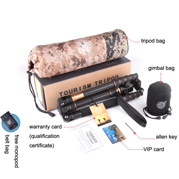 QingZhuangShiDai Q666C Portable Travel Photography Ball Head SLR Camera Carbon Fiber Tripod(Black) by QingZhuangShiDai