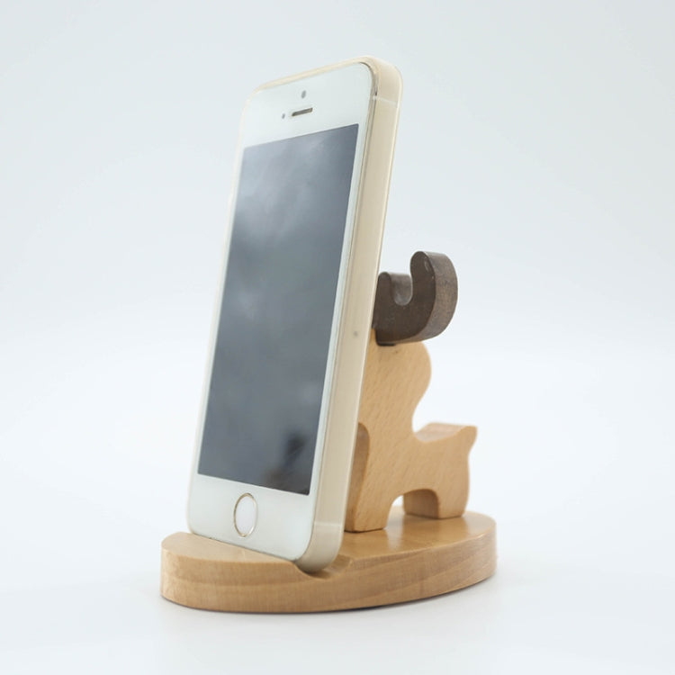 Wooden Mobile Phone Bracket Beech Lazy Mobile Phone Holder,Style: Little Deer With Antlers by buy2fix
