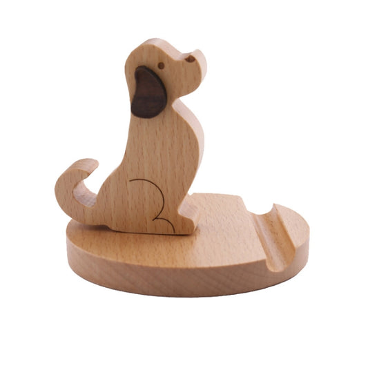 Wooden Mobile Phone Bracket Beech Lazy Mobile Phone Holder,Style: Golden Retriever by buy2fix