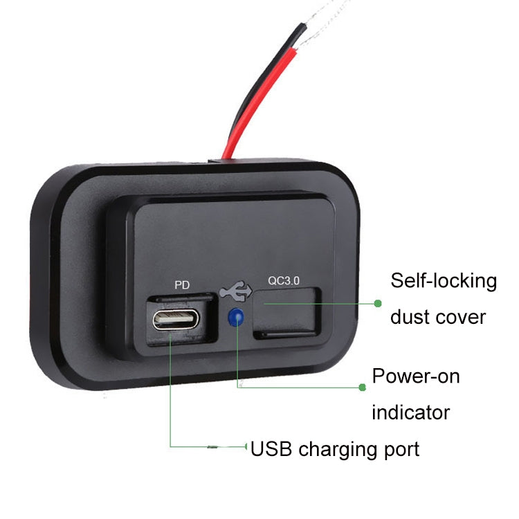 18W QC3.0 Fast Charge PD Car RV Boat Charger(Black) - DIY Modified Charger by buy2fix | Online Shopping UK | buy2fix