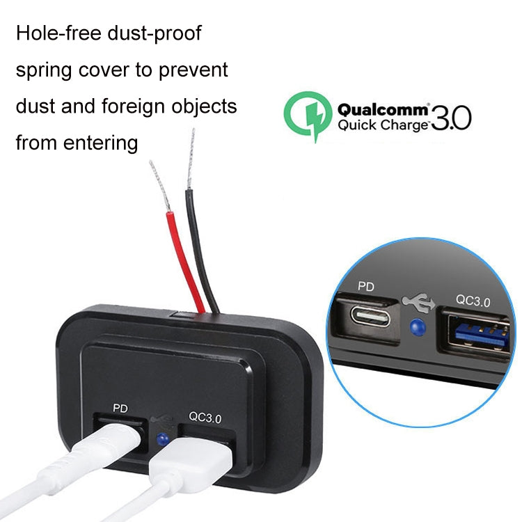 18W QC3.0 Fast Charge PD Car RV Boat Charger(Black) - DIY Modified Charger by buy2fix | Online Shopping UK | buy2fix