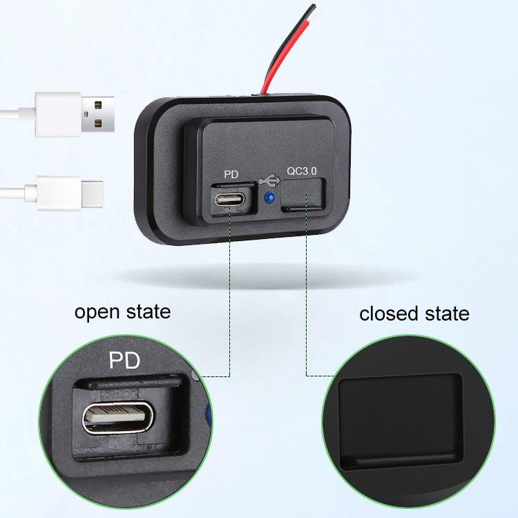 18W QC3.0 Fast Charge PD Car RV Boat Charger(Black) - DIY Modified Charger by buy2fix | Online Shopping UK | buy2fix