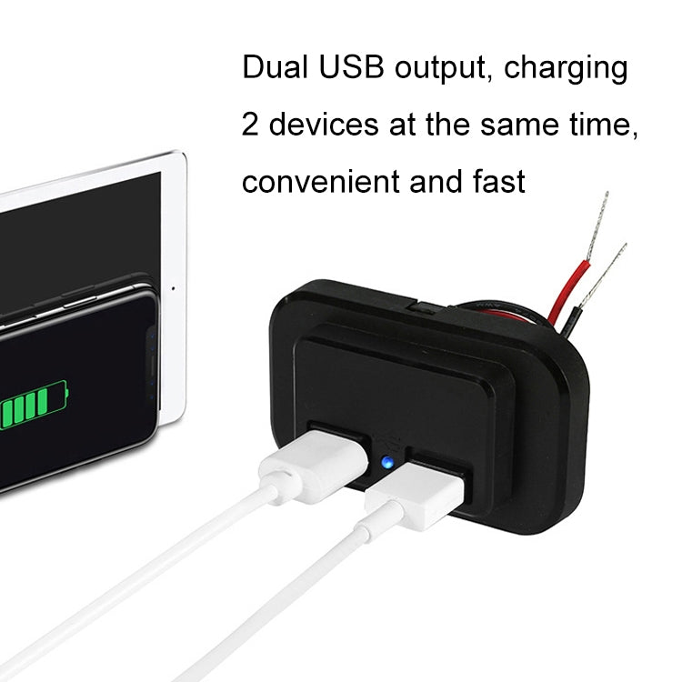 4.8A Punch-Free Automatic Spring Cover RV Bus Modified Dual USB Car Charger(Black) by buy2fix