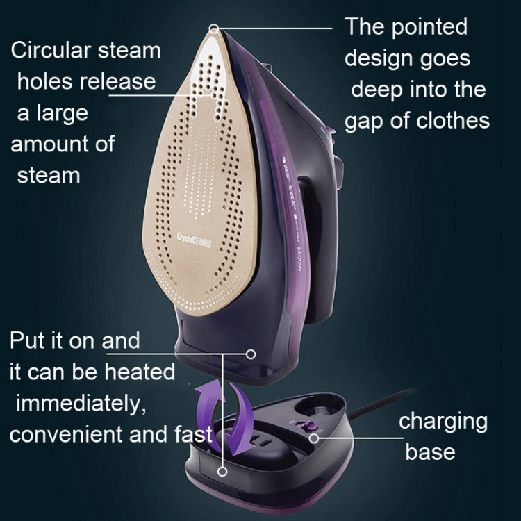 2400W Household Wireless Iron Handheld Steam Iron Garment Steamer,EU Plug(Purple) - Garment Steamer by buy2fix | Online Shopping UK | buy2fix