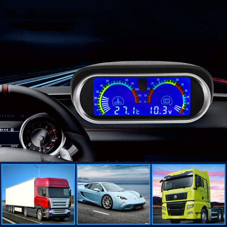 Agricultural Vehicle Car Modification Instrument, Style: Water Temperature (17mm) With Voltage - Clocks & Car Meters by buy2fix | Online Shopping UK | buy2fix