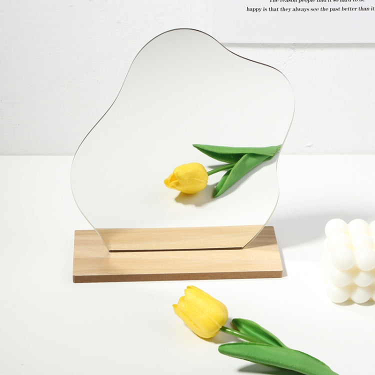 Irregular Acrylic Mirror With Wooden Base Photo Props(Cloud) - Acrylic Props by buy2fix | Online Shopping UK | buy2fix