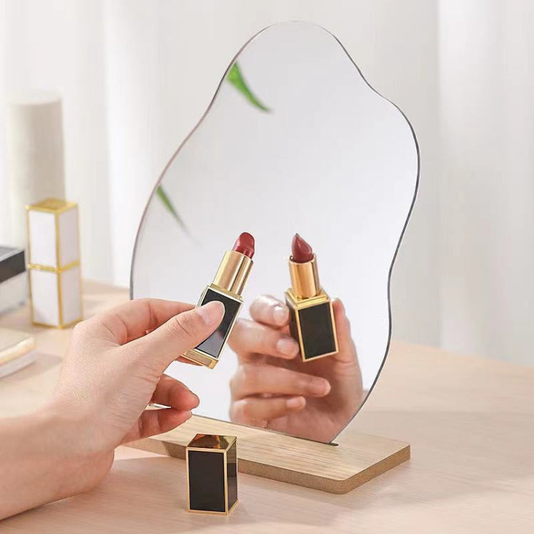 Irregular Acrylic Mirror With Wooden Base Photo Props(Water Wave) - Acrylic Props by buy2fix | Online Shopping UK | buy2fix