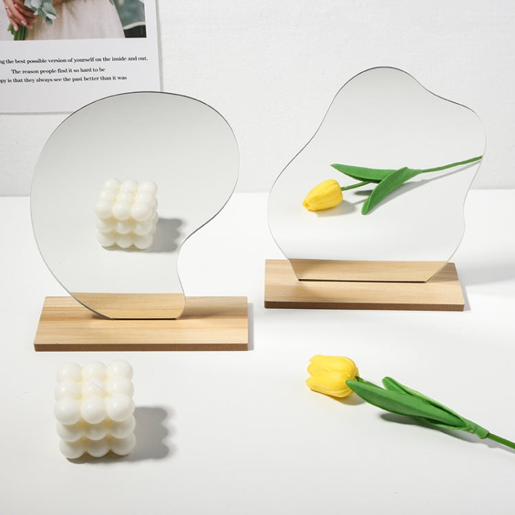 Irregular Acrylic Mirror With Wooden Base Photo Props(Mountain) - Acrylic Props by buy2fix | Online Shopping UK | buy2fix