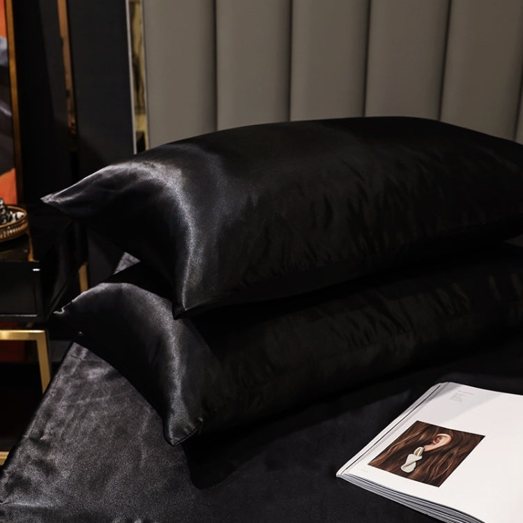 1 Pairs Ice Silk Pillowcase Home Textile Bedding, Size: 50x75cm(Black) - Cushions & Pillows by buy2fix | Online Shopping UK | buy2fix
