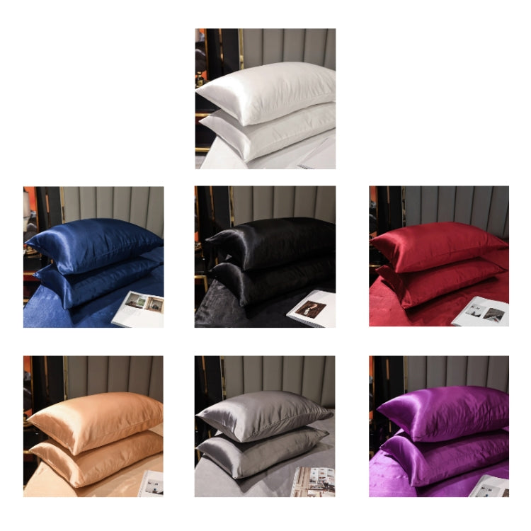 1 Pairs Ice Silk Pillowcase Home Textile Bedding, Size: 50x75cm(Black) - Cushions & Pillows by buy2fix | Online Shopping UK | buy2fix