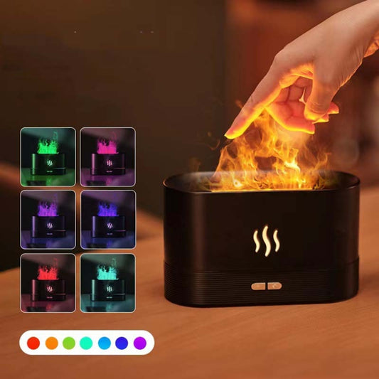 7 Color Flame Aromatherapy Machine Home Office Desk Air Humidifier(Black) by buy2fix