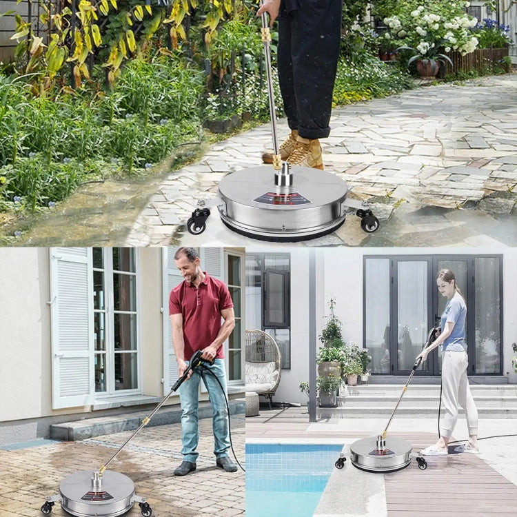 Round Floor Scrubber High Pressure Cleaner, Size: 15 inch Stainless Steel+2 Shots - Car Washer & Accessories by buy2fix | Online Shopping UK | buy2fix