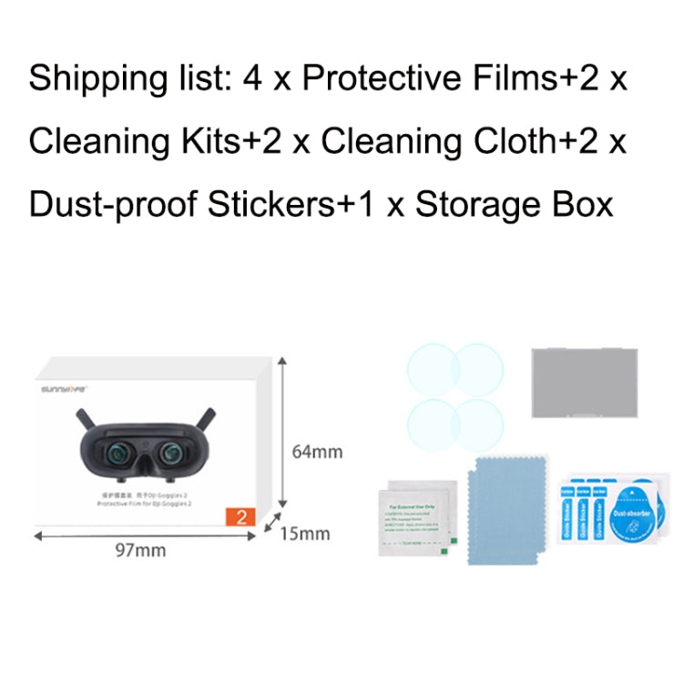 2 Pairs Sunnylife AT-BHM476 HD Explosion-proof Film Glasses Protector For DJI Goggles 2 by Sunnylife