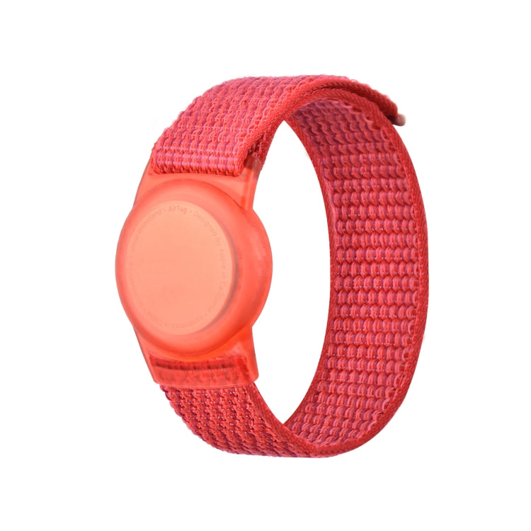 220mm For AirTag Tracker Child Adult Nylon Strap Wristband Protective Case (Red) - by buy2fix | Online Shopping UK | buy2fix