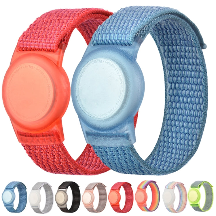 220mm For AirTag Tracker Child Adult Nylon Strap Wristband Protective Case (Red) - by buy2fix | Online Shopping UK | buy2fix