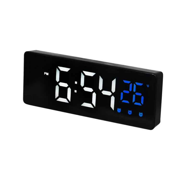 0715 Voice-activated LED Mute Date Temperature Display Electronic Clock(Black Surface Blue Light) - Alarm Clocks by buy2fix | Online Shopping UK | buy2fix