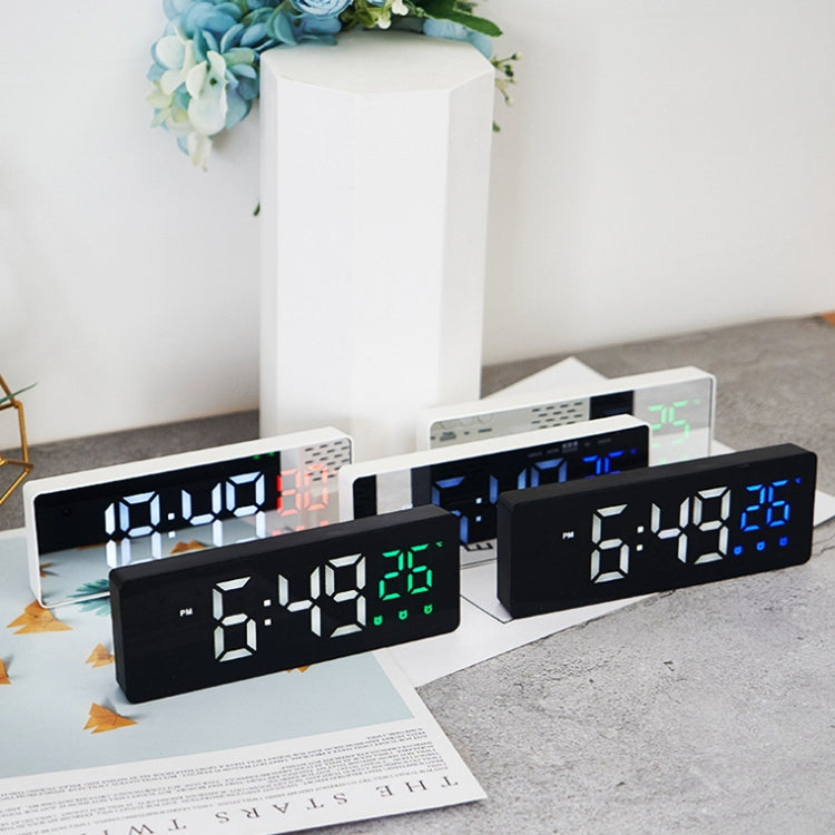 0715 Voice-activated LED Mute Date Temperature Display Electronic Clock(Black Surface Blue Light) - Alarm Clocks by buy2fix | Online Shopping UK | buy2fix