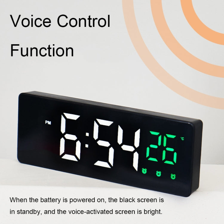 0715 Voice-activated LED Mute Date Temperature Display Electronic Clock(Black Surface Blue Light) - Alarm Clocks by buy2fix | Online Shopping UK | buy2fix