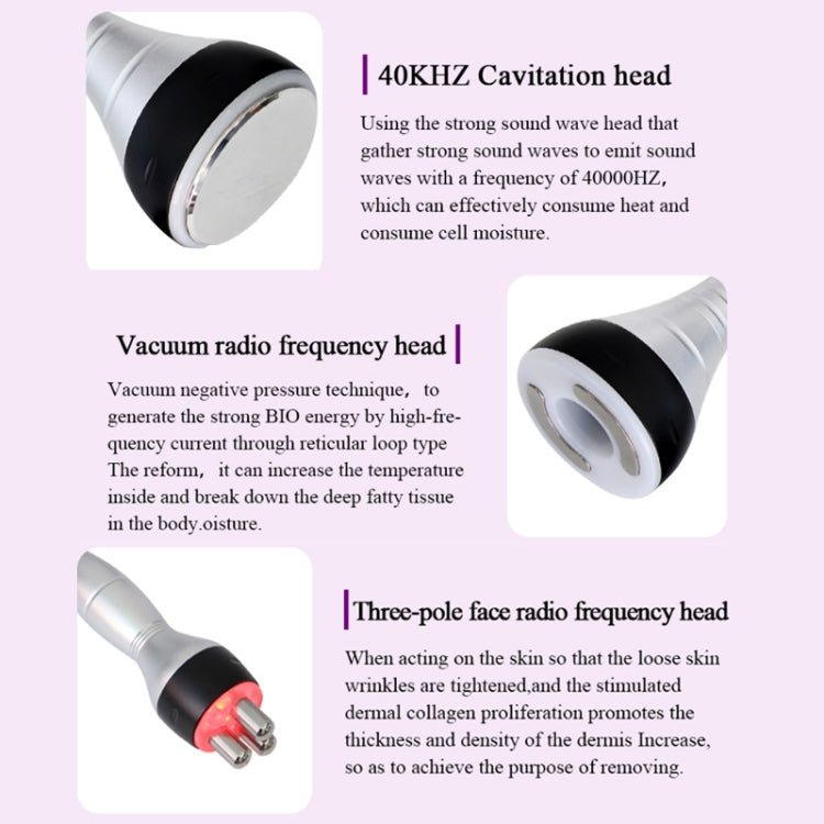 4 In 1 40K Ultrasonic Fat Blasting Device Radio Frequency Beauty Device Metal Handle UK Plug - Beauty Instrument by buy2fix | Online Shopping UK | buy2fix