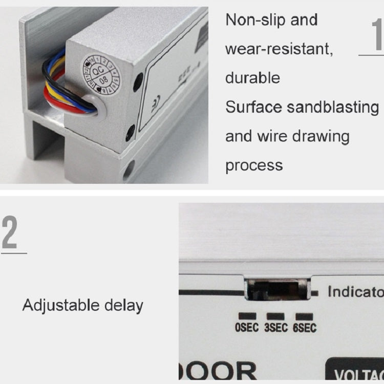 Top And Bottom Frameless Glass Door Aluminum Alloy Electric Mortise Lock(Right) - Door Locks & Cabinet Locks by buy2fix | Online Shopping UK | buy2fix