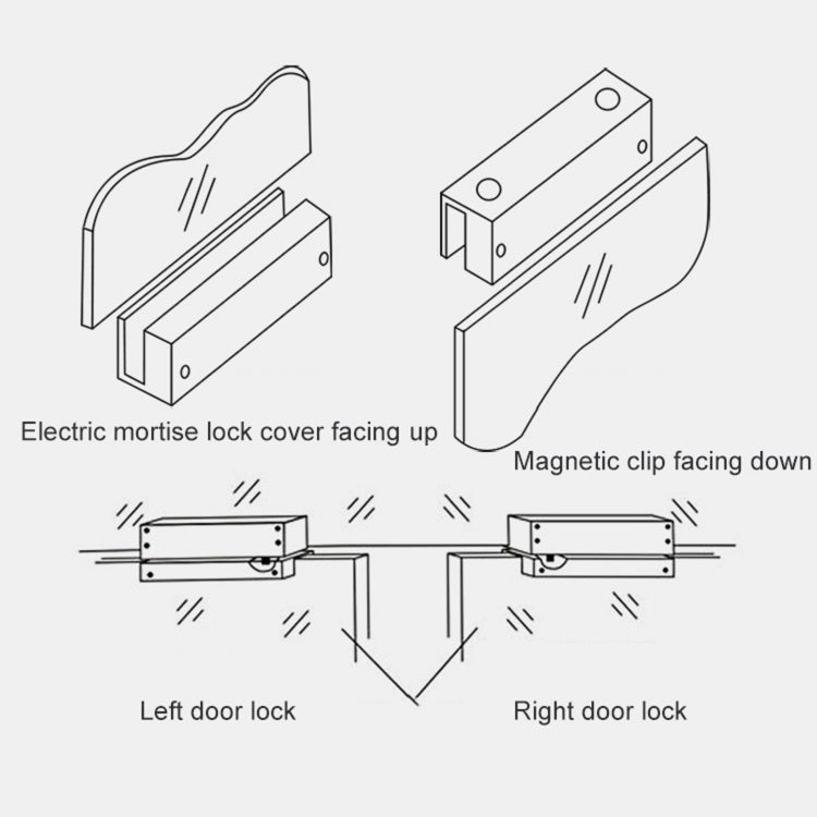 Top And Bottom Frameless Glass Door Aluminum Alloy Electric Mortise Lock(Right) - Door Locks & Cabinet Locks by buy2fix | Online Shopping UK | buy2fix