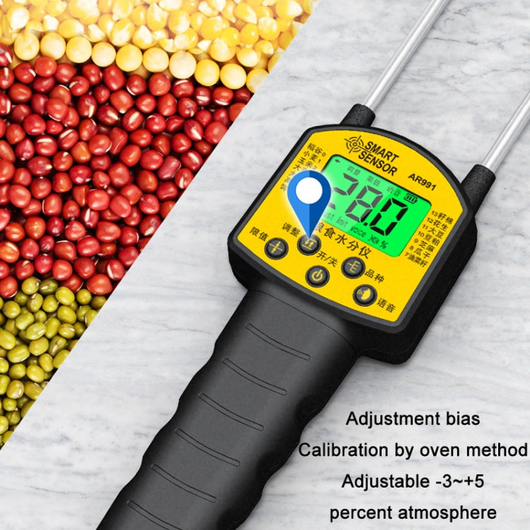 Smart Sensor AR991 Voice Prompt Grain Moisture Content Tester - PH & Moisture Meter by buy2fix | Online Shopping UK | buy2fix