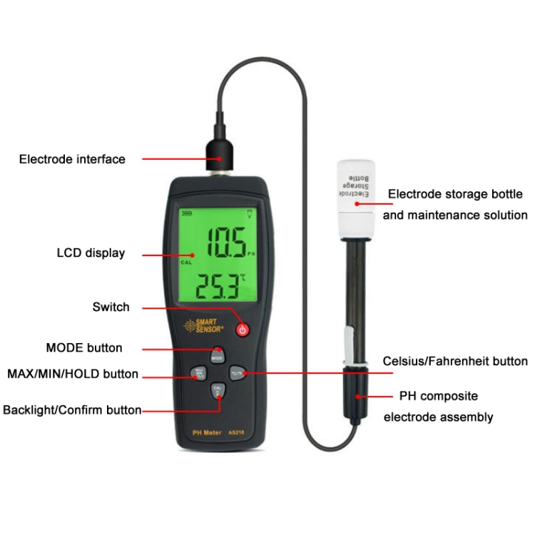 Smart Sensor AS218 Fish Tank Aquarium Water PH Tester - PH & Moisture Meter by Smart Sensor | Online Shopping UK | buy2fix