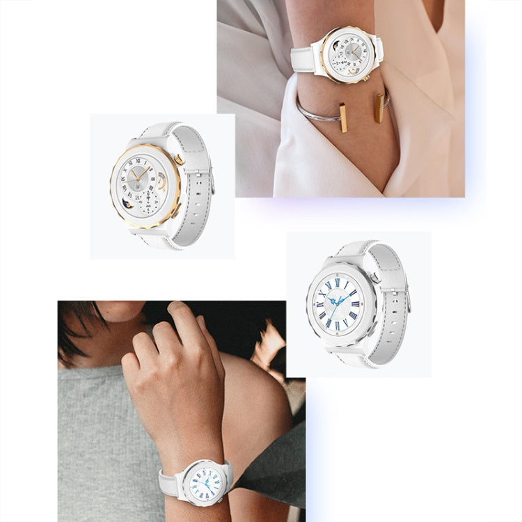 HW3 Mini Heart Rate/Blood Oxygen Monitoring Smart Watch with NFC Function(Silver Shell White Leather) - Smart Watches by buy2fix | Online Shopping UK | buy2fix