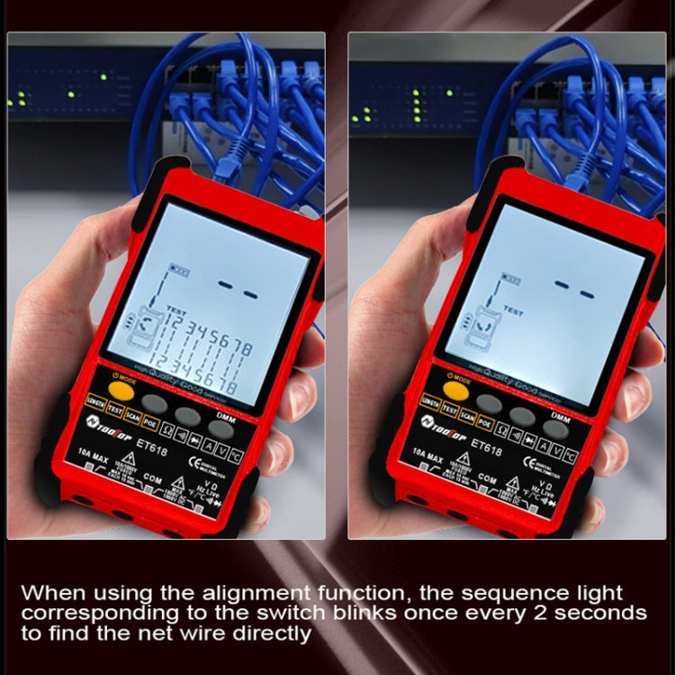 ET618 Rechargeable Adjustable Network Cable Tester Wire Tracker POE Cable Tester (Red) - Current & Voltage Tester by buy2fix | Online Shopping UK | buy2fix