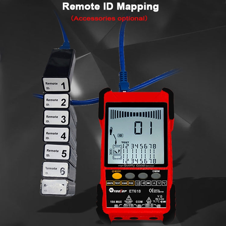 ET618 Rechargeable Adjustable Network Cable Tester Wire Tracker POE Cable Tester (Red) - Current & Voltage Tester by buy2fix | Online Shopping UK | buy2fix