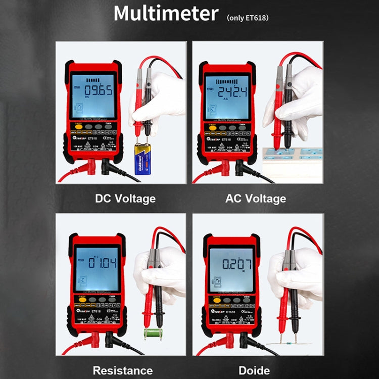 ET618 Rechargeable Adjustable Network Cable Tester Wire Tracker POE Cable Tester (Red) - Current & Voltage Tester by buy2fix | Online Shopping UK | buy2fix