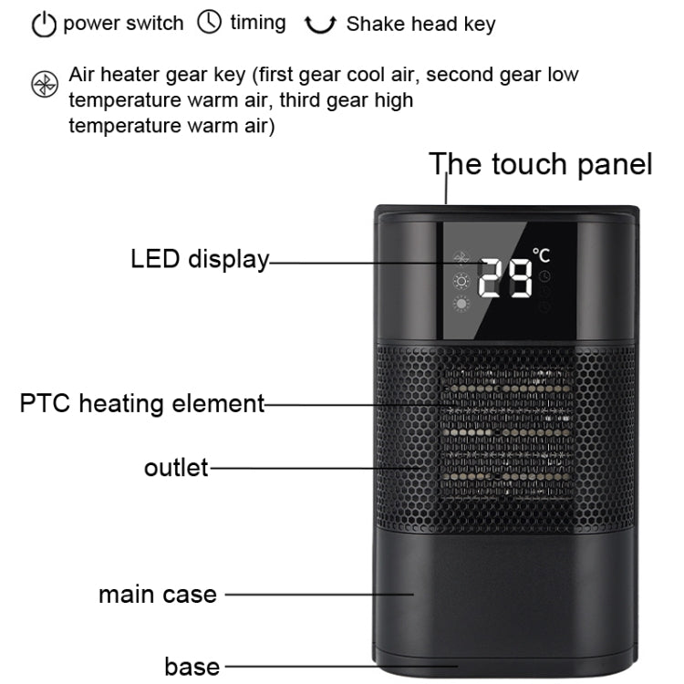 N8 Table Air Heater Indoor Quick Heat Energy Saving Electric Heater, Specification: EU Plug(Black) - Consumer Electronics by buy2fix | Online Shopping UK | buy2fix