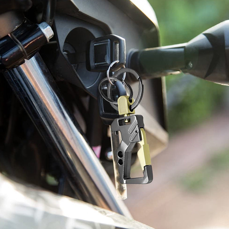 2 PCS QP-131 Multifunctional Double Ring Car Keychain Bottle Opener Carabiner(Black Gold) by buy2fix