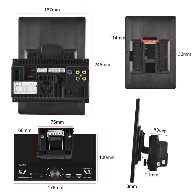 9520C Double Spindle 9.5 inch Vertical Screen Car MP5 Player, Style: Standard+4 Light Camera - Car MP3 & MP4 & MP5 by buy2fix | Online Shopping UK | buy2fix