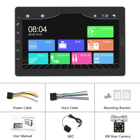 1310C 10.1 inch Car Full Screen Touch HD MP5 Wired Carplay Player, Style: Standard+8 Light Camera by buy2fix