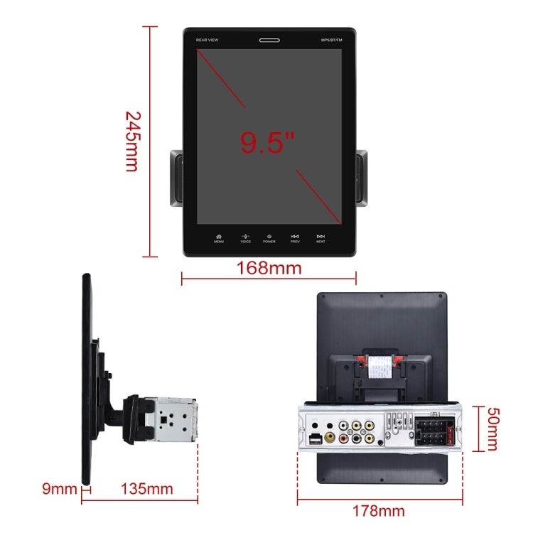 C800 9.5 Inch MP5 Single Butt Carplay Player, Style: Standard - Car MP3 & MP4 & MP5 by buy2fix | Online Shopping UK | buy2fix