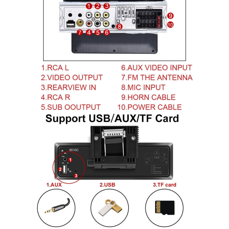 C800 9.5 Inch MP5 Single Butt Carplay Player, Style: Standard - Car MP3 & MP4 & MP5 by buy2fix | Online Shopping UK | buy2fix