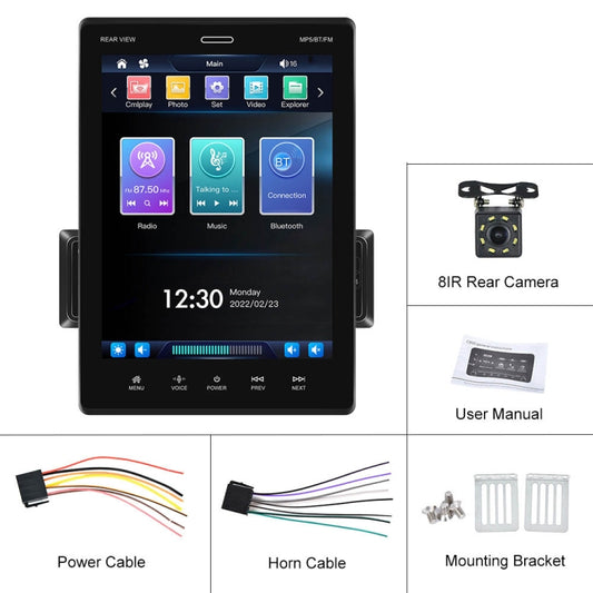 C800 9.5 Inch MP5 Single Butt Carplay Player, Style: Standard+8 Light Camera by buy2fix