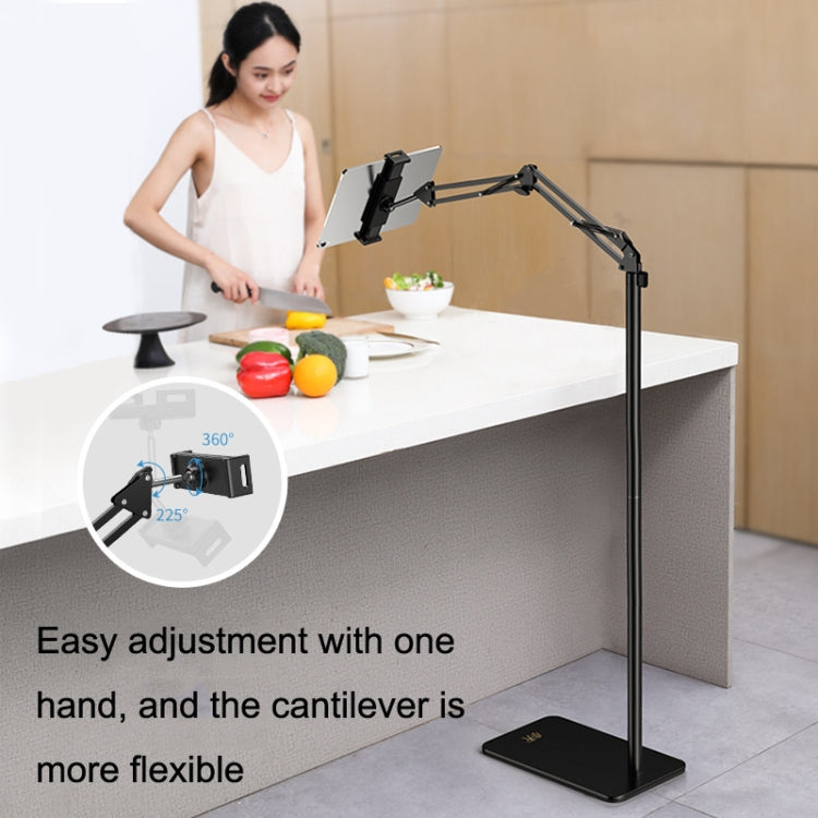SSKY L10 Home Cantilever Ground Phone Holder Tablet Support Holder, Style: Fixed+Phone Clip (Black) by SSKY