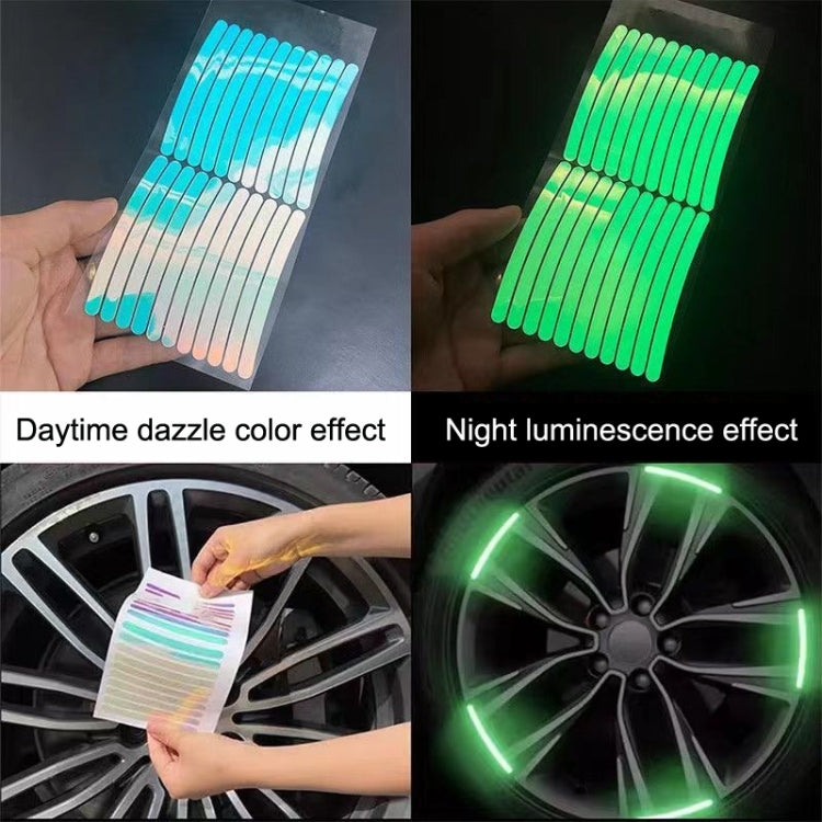 20pcs /Set Car Rainbow Wheel Hub Reflective Stickers Tire Luminous Warning Decoration, Color: Rainbow by buy2fix