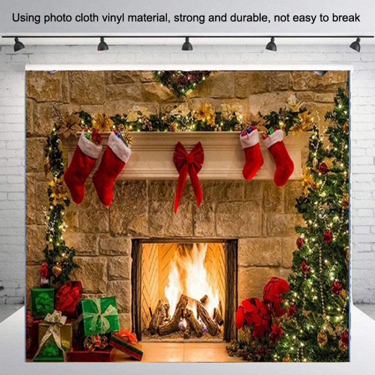 Christmas Layout Fireplace Photography Background Cloth(Yellow) - by buy2fix | Online Shopping UK | buy2fix