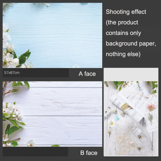 3D Double-Sided Matte Photography Background Paper(White Flower Blue White Wood Grain) - Other by buy2fix | Online Shopping UK | buy2fix