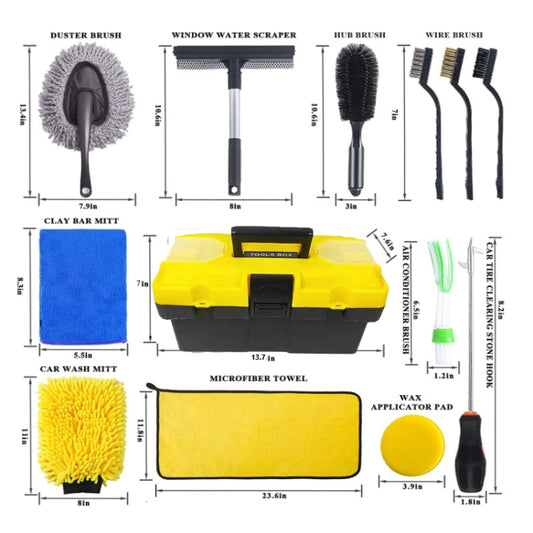 23 PCS / Set Car Wash Brush Tire Brush Glass Wiper Brush Drill Brush Cleaning Brush Set by buy2fix