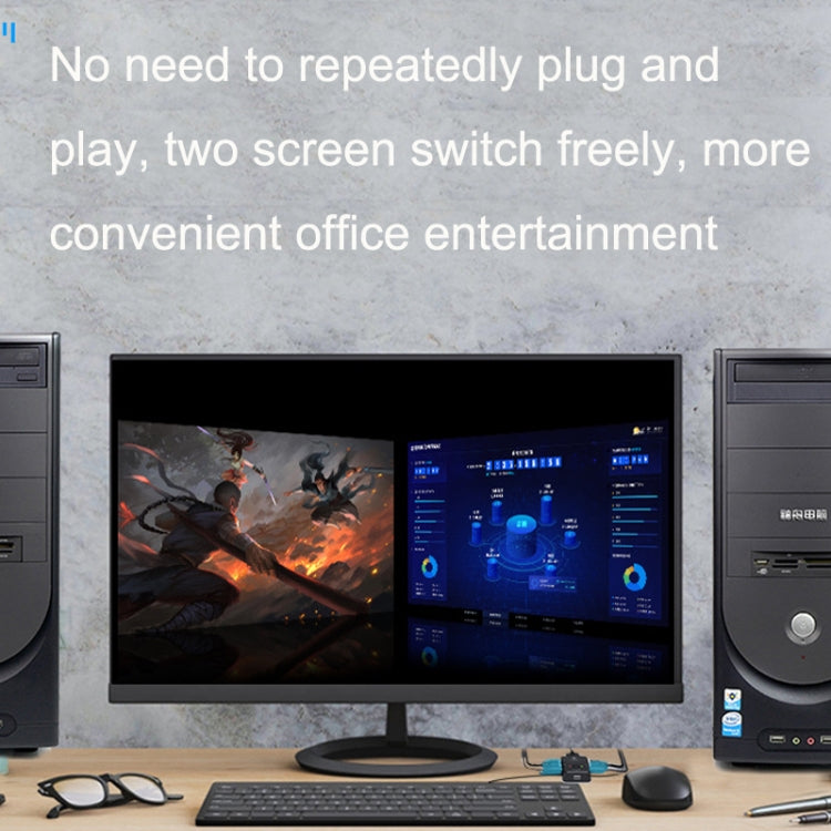 FJGEAR FJ-201UK 2 In 1 Out KVM Switcher With Desktop Controller With Cable(Black) - Switch by FJGEAR | Online Shopping UK | buy2fix