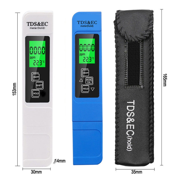 Backlight Model TDS & EC Water Quality Test Pen Meter Conductivity Test Pen(Blue) - Air & Water Quality Tester by buy2fix | Online Shopping UK | buy2fix