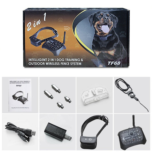 TF68 2-in-1 Dog Trainer Outdoor Electronic Wireless Fence With Collar EU Plug by buy2fix
