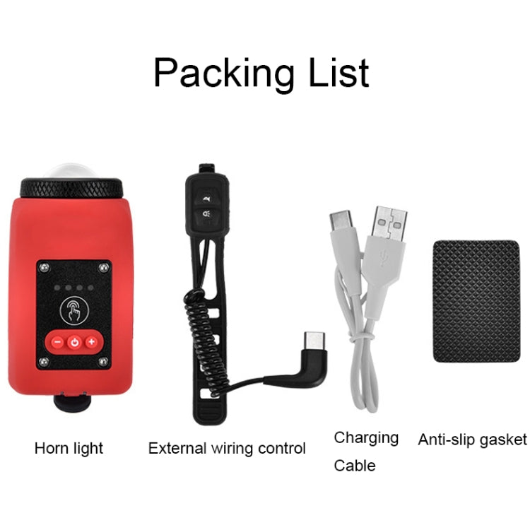 2 In 1 Bicycle Rechargeable Waterproof High Decibel Bell with Highlight Light(Red) by buy2fix