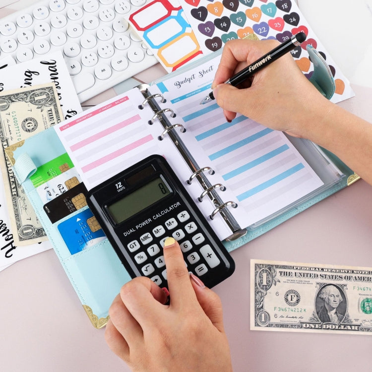 A6 Leather Loose-leaf Budget Book Handbook Notepad(Ink Green) by buy2fix