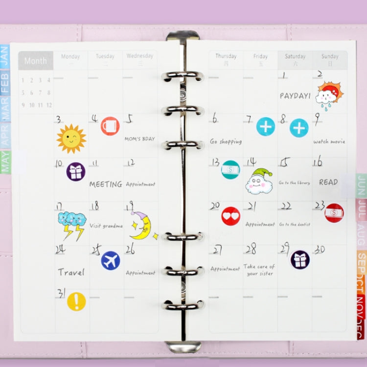 A6 Macaron PU Leather Loose-leaf Notebook Cash Budget Handbook(Black) by buy2fix